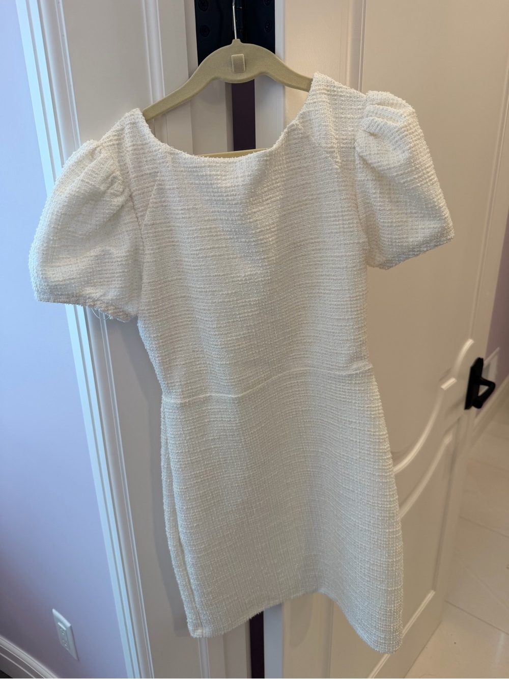 ByDebra Girls' Cream Textured Puff-Sleeve Dress